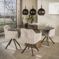 Eettafel Tinto Centro Deens Ovaal 215cm Brons Glas - Giga Meubel