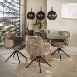 Eettafel Tinto Centro Deens Ovaal 215cm Brons Glas - Giga Meubel