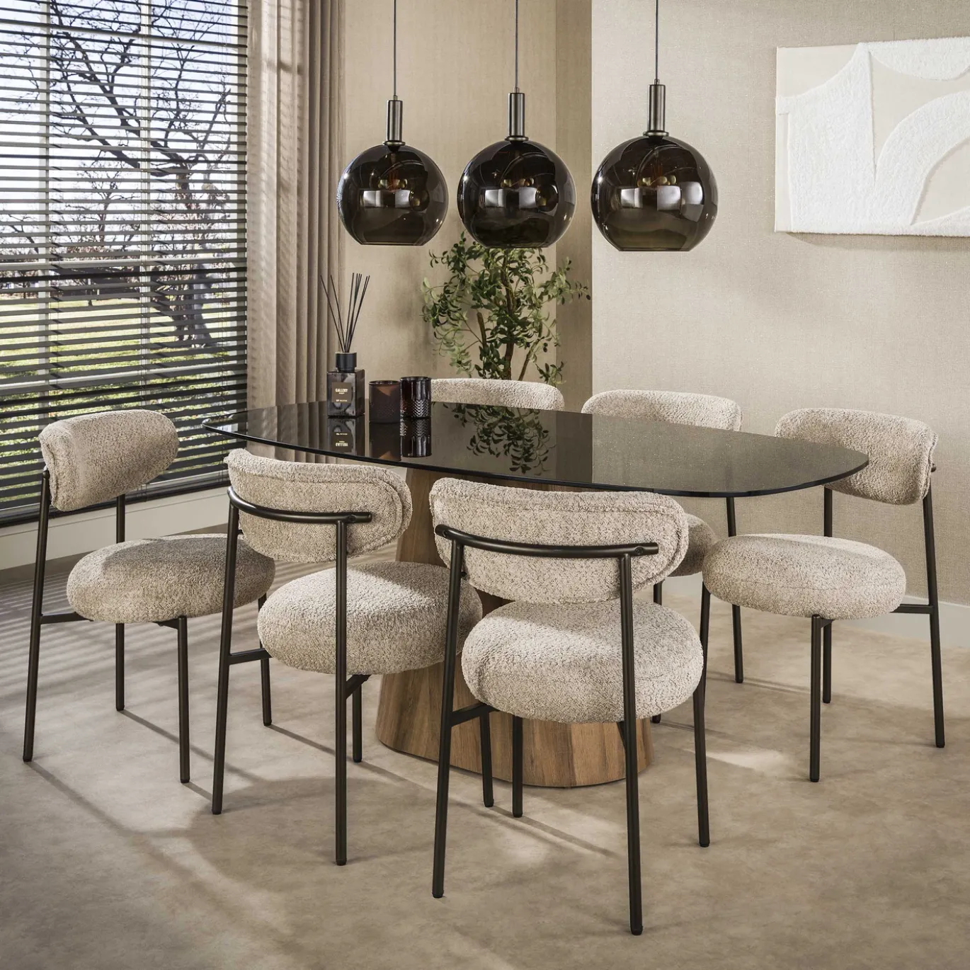 Eettafel Tinto Centro Deens Ovaal 215cm Brons Glas - Giga Meubel