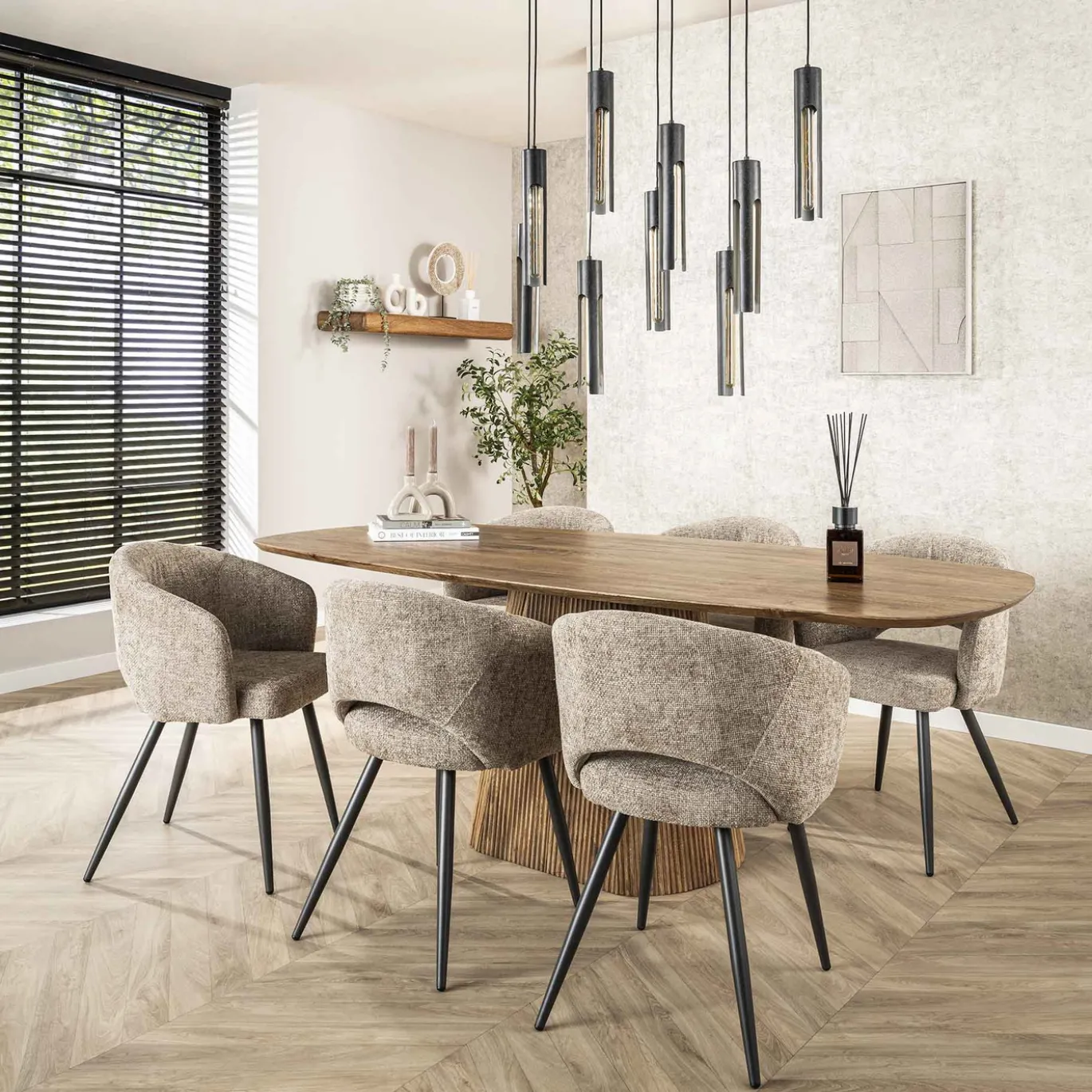 Eettafel Wave Centrale Poot Mangohout 215cm - Giga Meubel