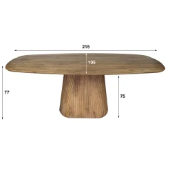 Eettafel Wave Centrale Poot Mangohout 215cm - Giga Meubel