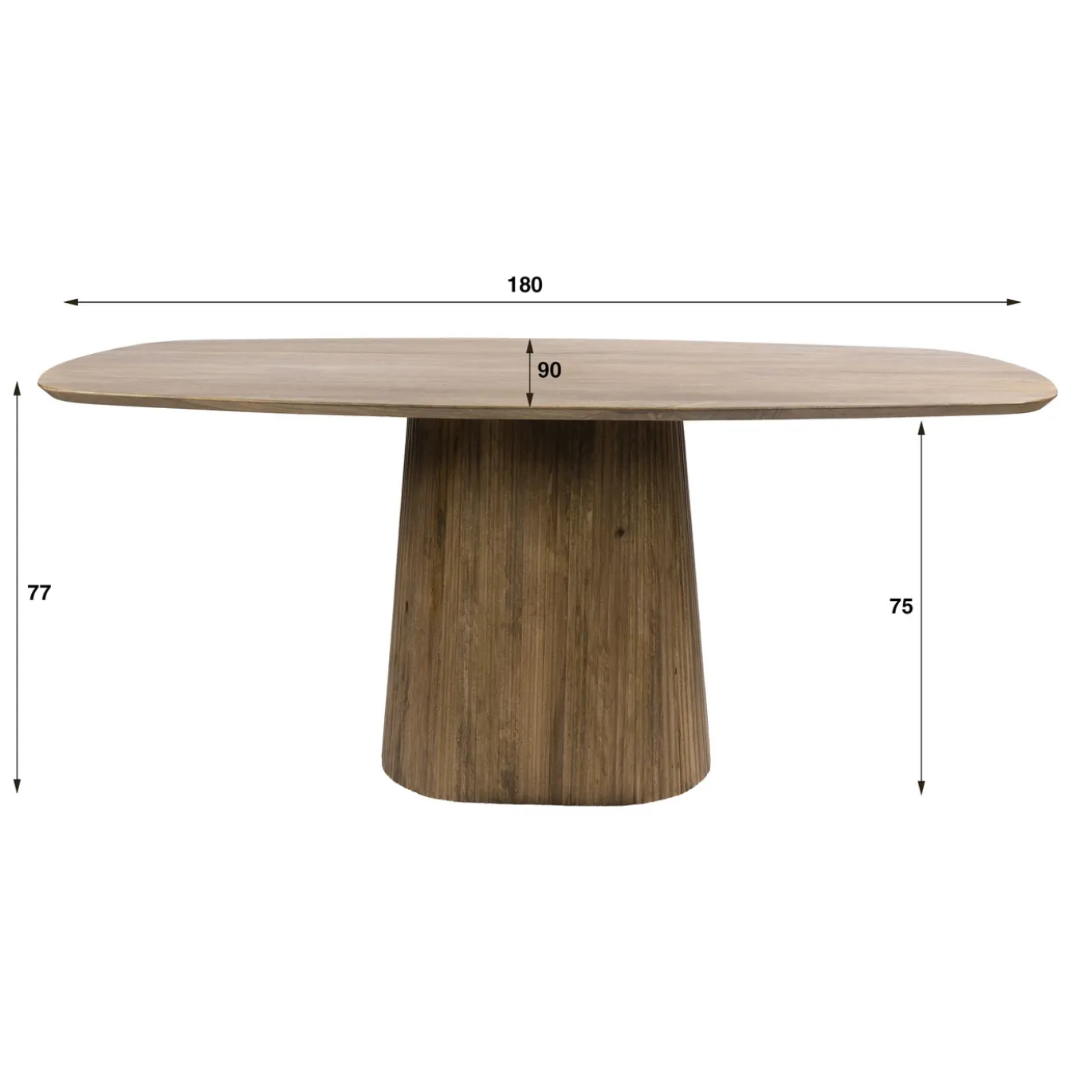 Eettafel Wave Centro Deens Ovaal 180cm Massief Mango Zand - Giga Meubel