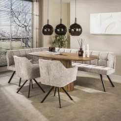 Eettafel Wave Centro Deens Ovaal 180cm Massief Mango Zand - Giga Meubel
