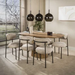 Eettafel Wave Centro Deens Ovaal 180cm Massief Mango Zand - Giga Meubel