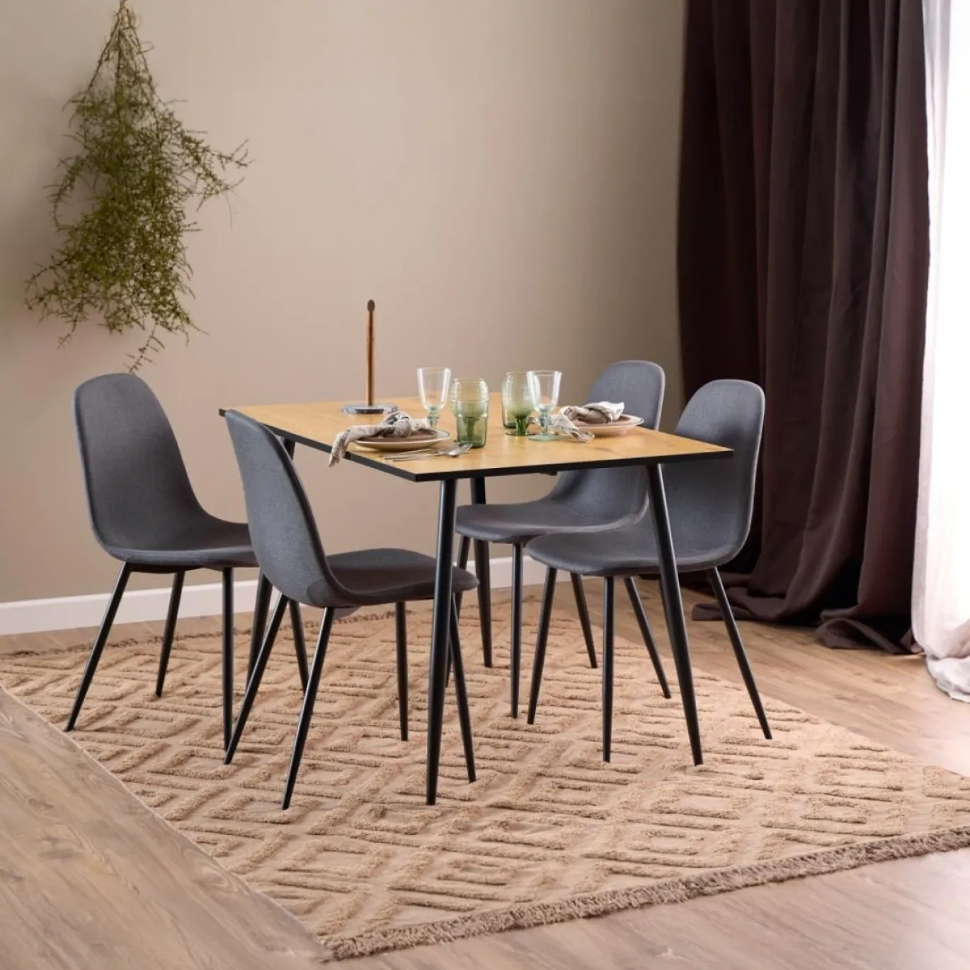 Eettafel Willy Melamine Wild Eiken 120cm - Giga Living