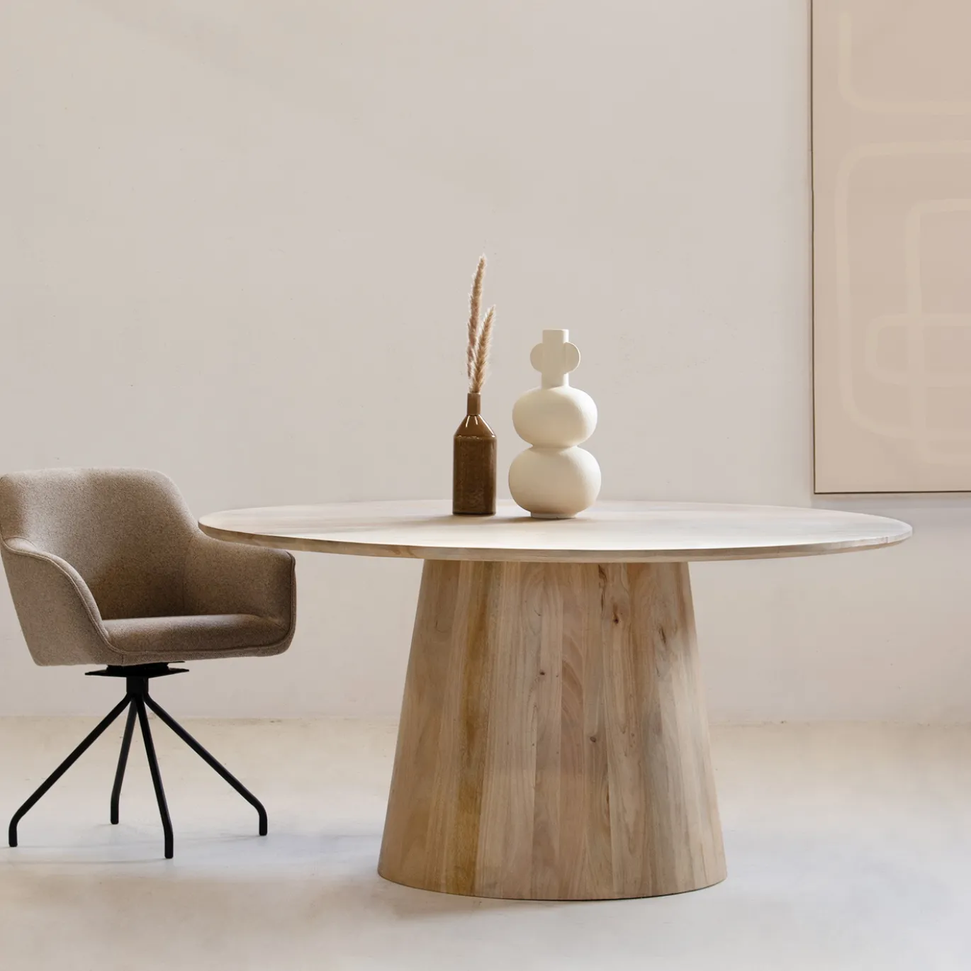 Eettafel Yasmijn Naturel Rond 120cm - Giga Meubel