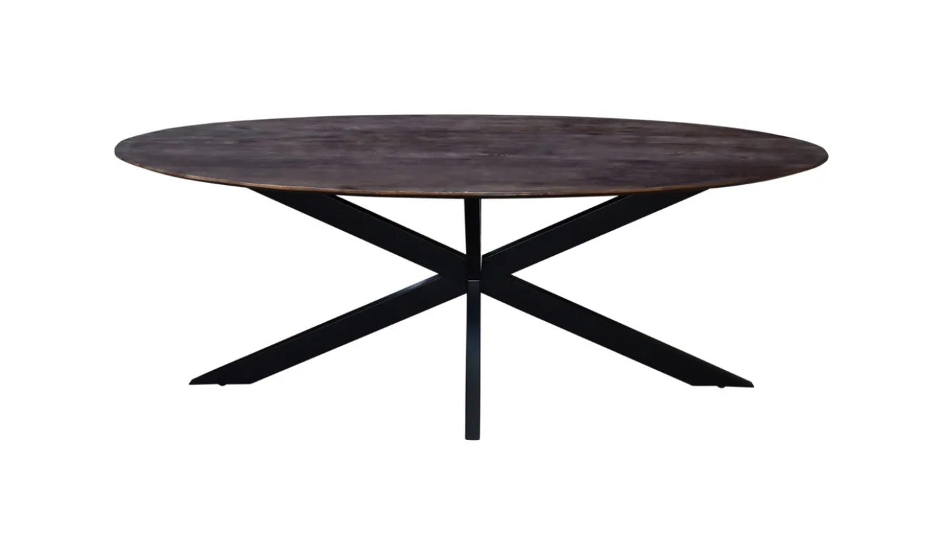 Eettafel Ziggy Bruin Ovaal 200cm Spinpoot - Giga Meubel