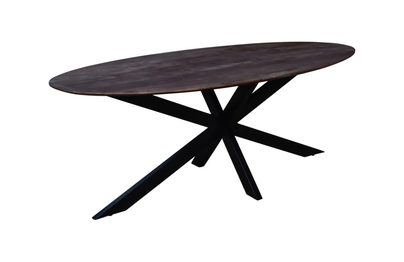 Eettafel Ziggy Bruin Ovaal 200cm Spinpoot - Giga Meubel