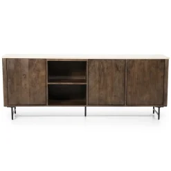 Eleonora Dressoir Lio 3-Deurs Mangohout & Travertin Beige