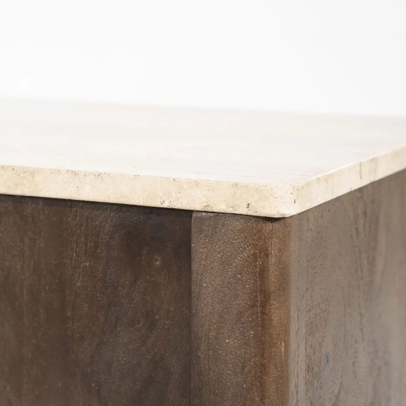 Eleonora Dressoir Lio 3-Deurs Mangohout & Travertin Beige