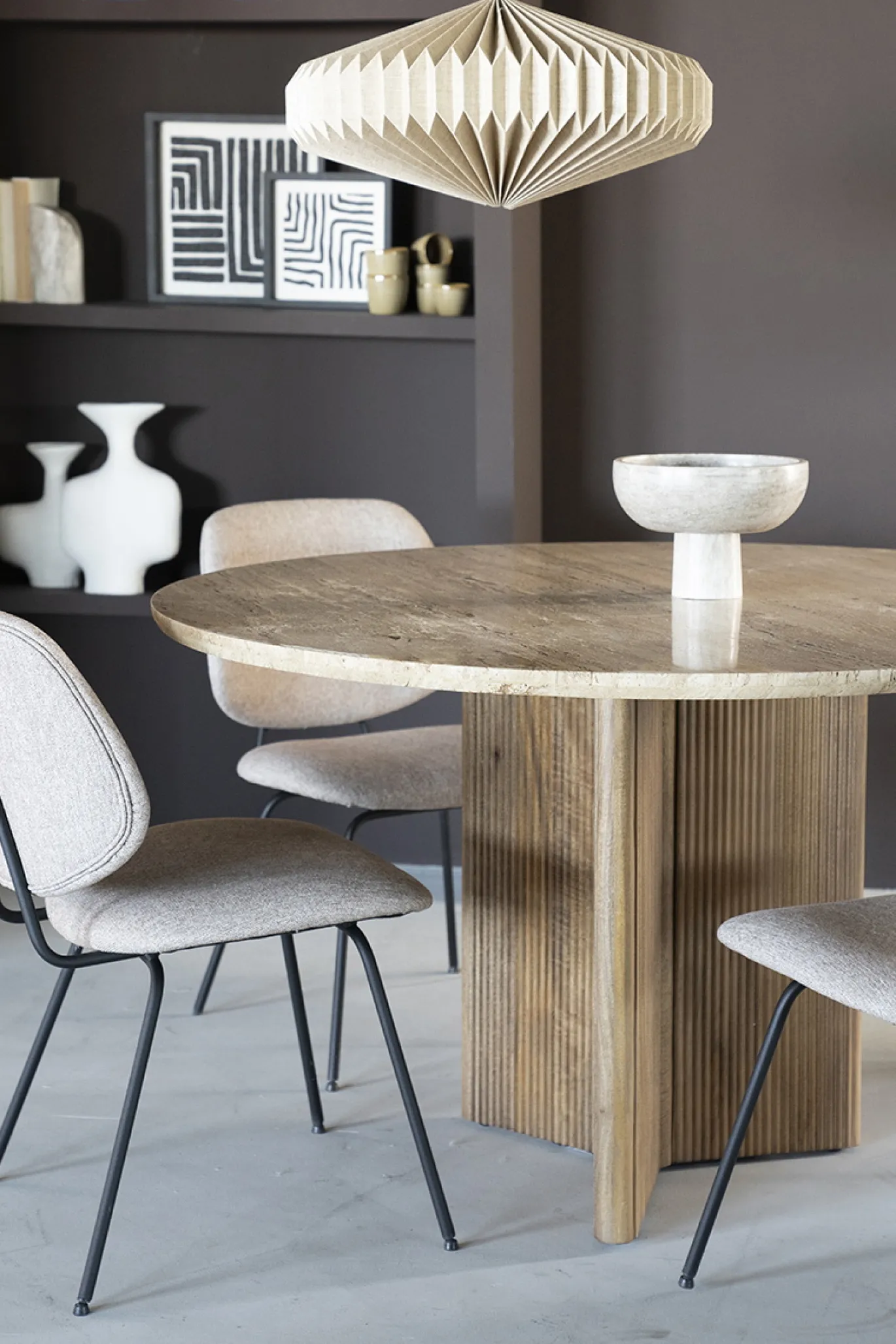 Eleonora Eettafel Sara Mangohout & Travertin Beige Ø130cm