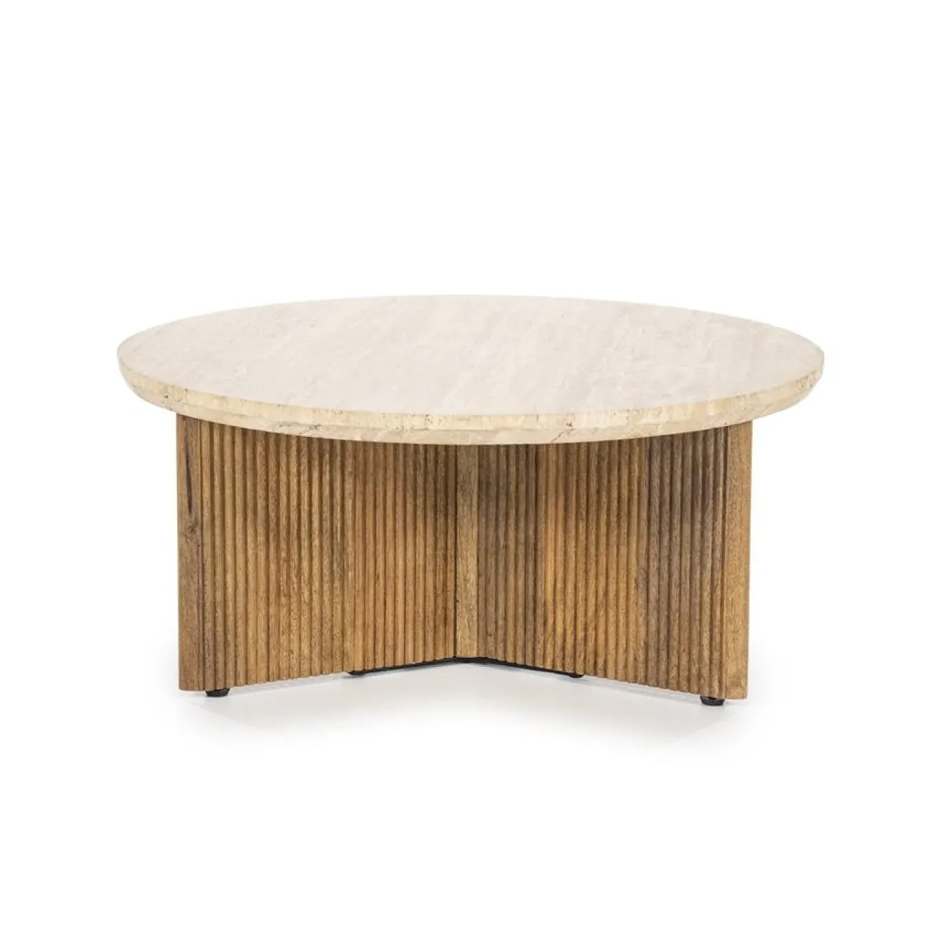 Eleonora Salontafel Sara Mangohout & Travertin Beige Ø78cm
