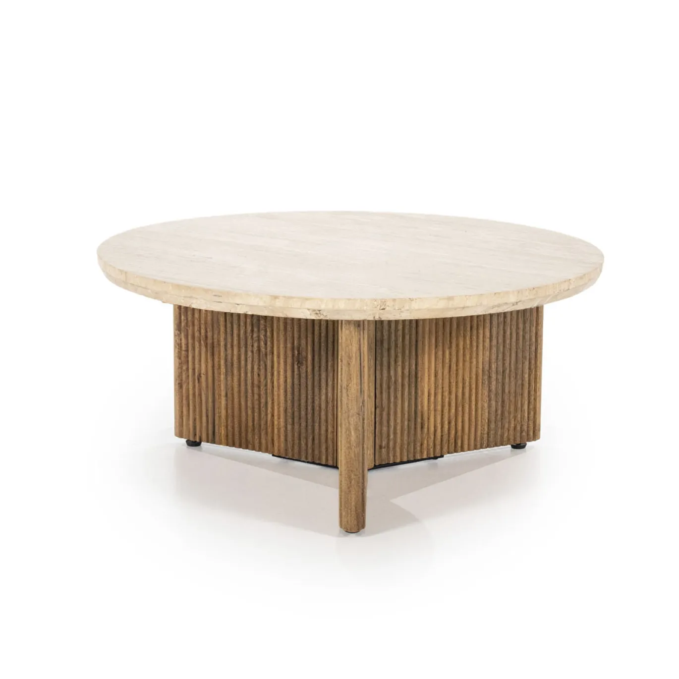 Eleonora Salontafel Sara Mangohout & Travertin Beige Ø78cm