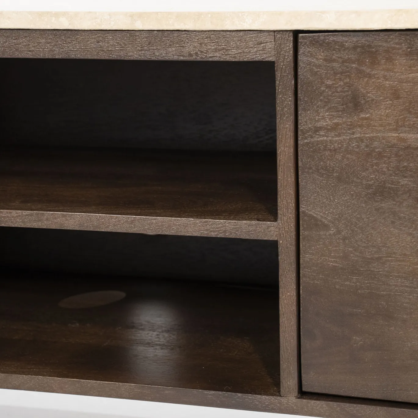 Eleonora Tv-Meubel Lio 3-Deurs Mangohout & Travertin Beige 200cm