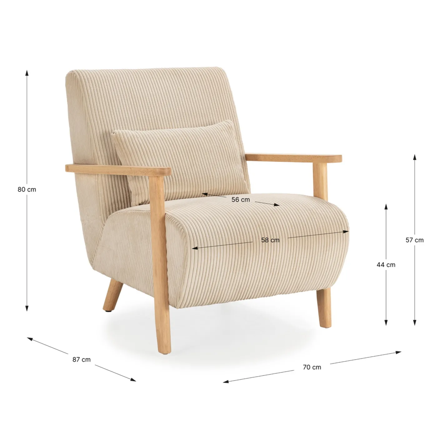Fauteuil Bonnie Beige/eiken - Giga Meubel
