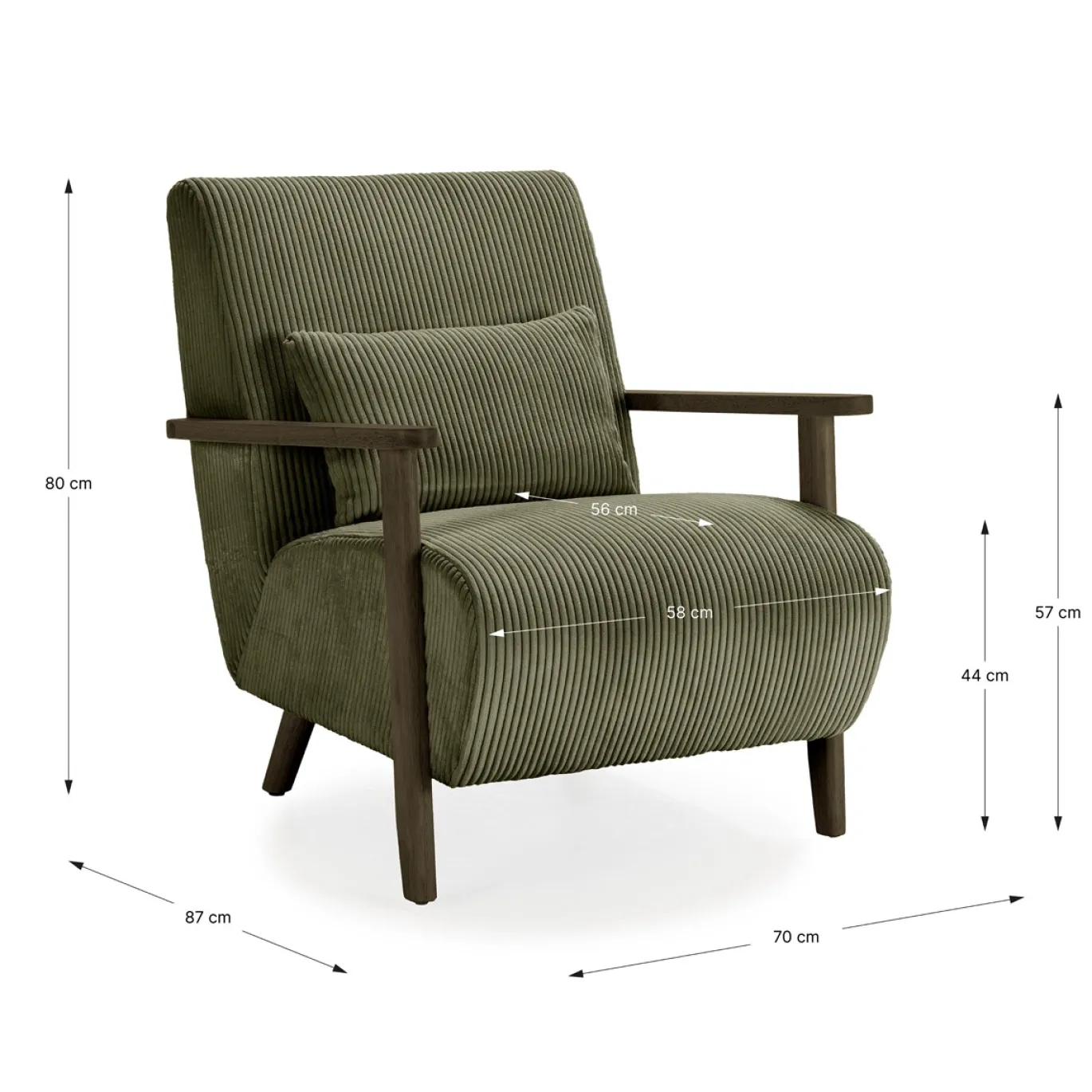 Fauteuil Bonnie Groen/Walnoot - Giga Meubel