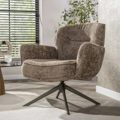 Fauteuil Forza Hoven Draaibaar Champagne/Bruin - Giga Meubel