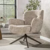 Fauteuil Forza Hoven Draaibaar Zand/Bruin - Giga Meubel