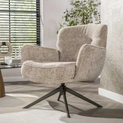 Fauteuil Forza Hoven Draaibaar Zand/Bruin - Giga Meubel