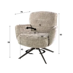 Fauteuil Forza Hoven Draaibaar Zand/Bruin - Giga Meubel