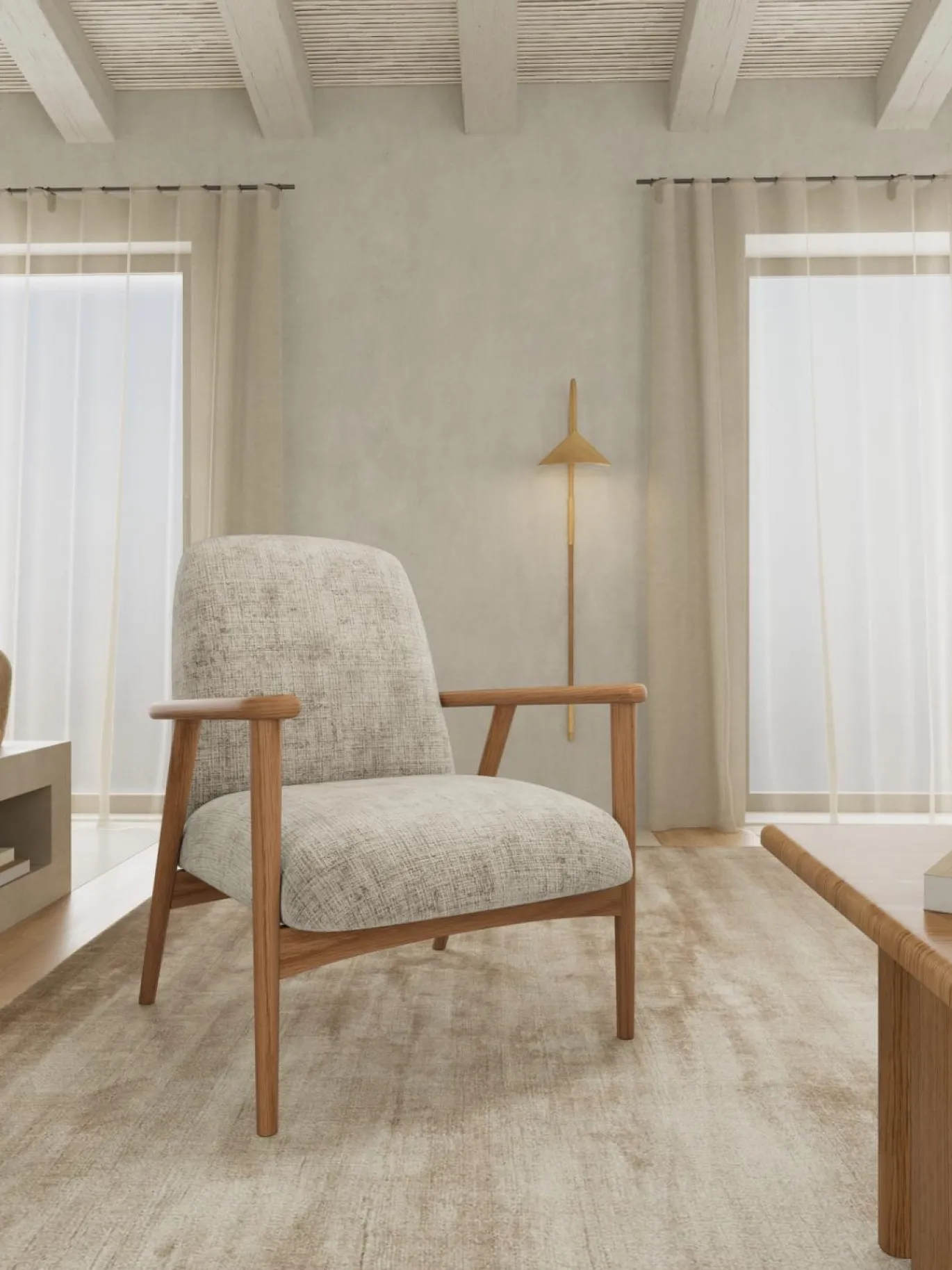Fauteuil Fraser Met Armleuning Juto Beige 84cm - Giga Living
