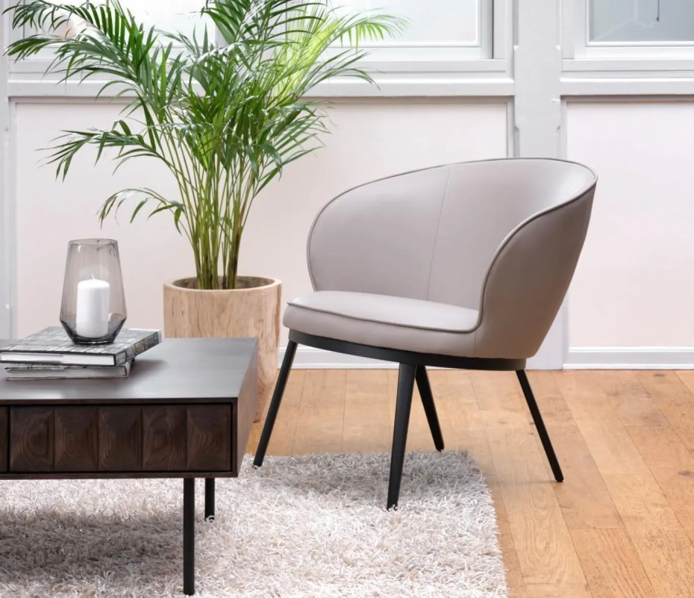 Fauteuil Gain Taupe Faux Leather - Giga Living
