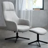 Fauteuil Manning Met Voetenbank Naturel/Zwart - Giga Living