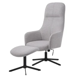 Fauteuil Manning Met Voetenbank Naturel/Zwart - Giga Living