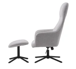 Fauteuil Manning Met Voetenbank Naturel/Zwart - Giga Living