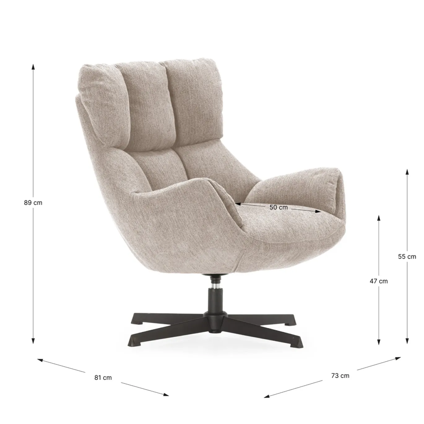 Fauteuil Odette Crème met Metaal - Giga Meubel