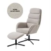Fauteuil Sifton Met Voetenbank Off White Melange - Giga Living