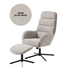 Fauteuil Sifton Met Voetenbank Off White Melange - Giga Living