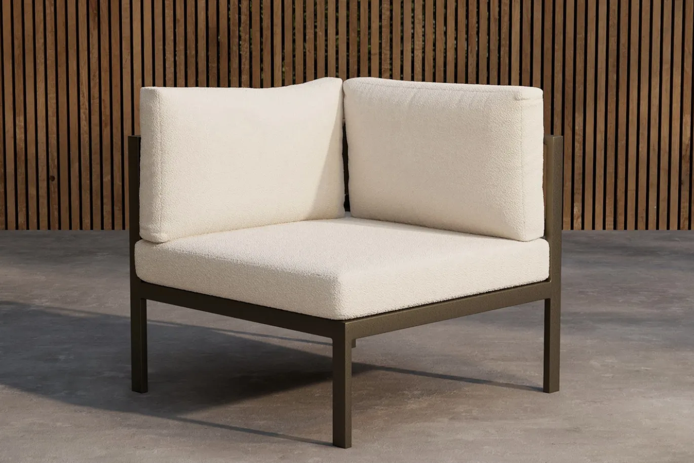 Fjôrd Bankmodule Copacabana Bouclé Aluminium Bruin 74x74x65cm