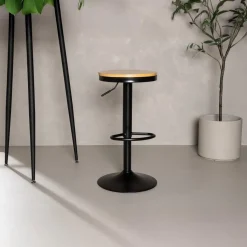 Fjôrd Barkruk Conway Zwart Eikenlook Mdf