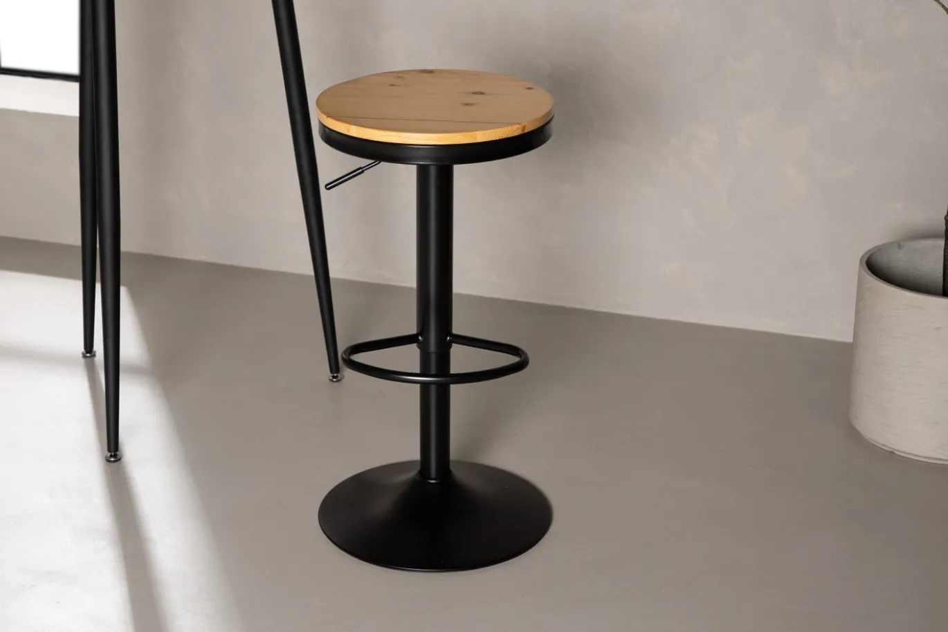 Fjôrd Barkruk Conway Zwart Eikenlook Mdf