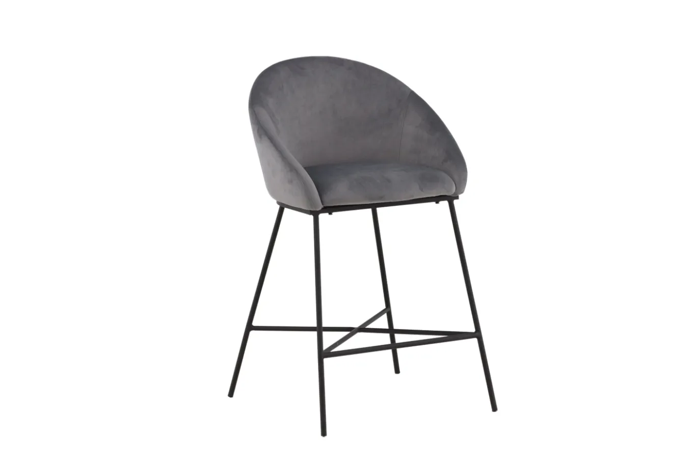 Fjôrd Barkruk Velvet Zwart/Donkergrijs Velvet