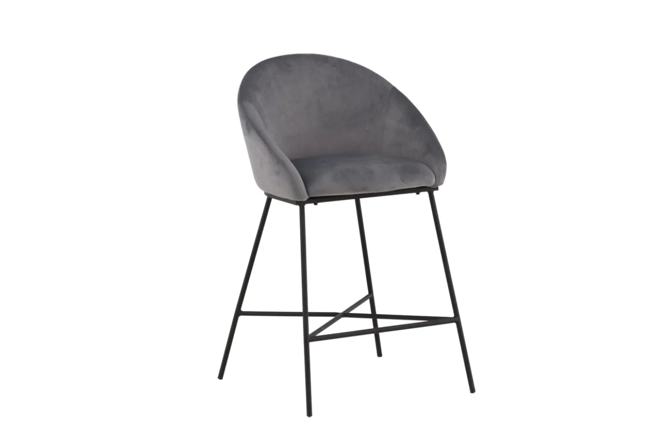 Fjôrd Barkruk Velvet Zwart/Donkergrijs Velvet