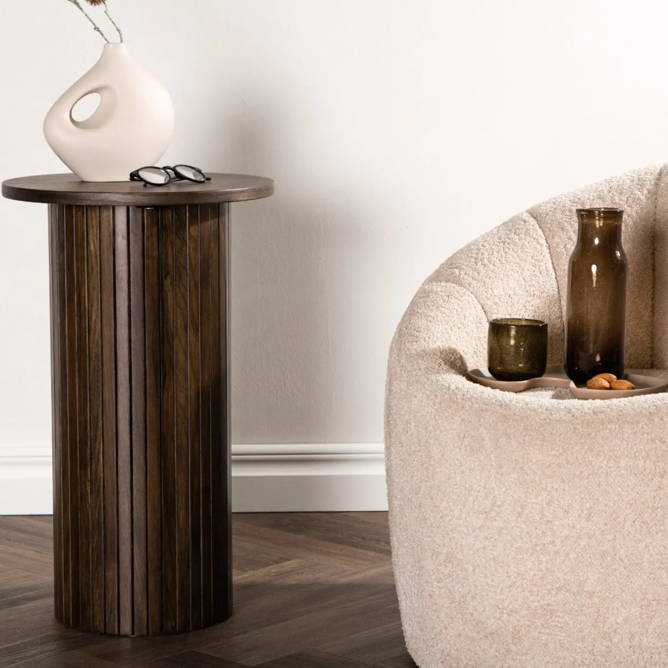 Fjôrd Bijzettafel Bianca Bruin Ø40cm