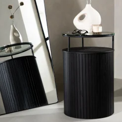 Fjôrd Bijzettafel Bovall Zwart Helder Glas ⌀37cm