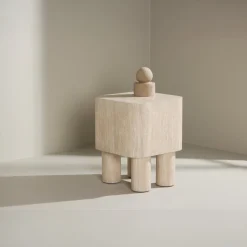 Fjôrd Bijzettafel Klirou Beige Travertinlook 40x40cm