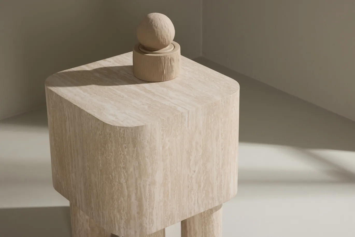 Fjôrd Bijzettafel Klirou Beige Travertinlook 40x40cm