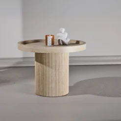 Fjôrd Bijzettafel Krille Beige Travertinlook ⌀60cm