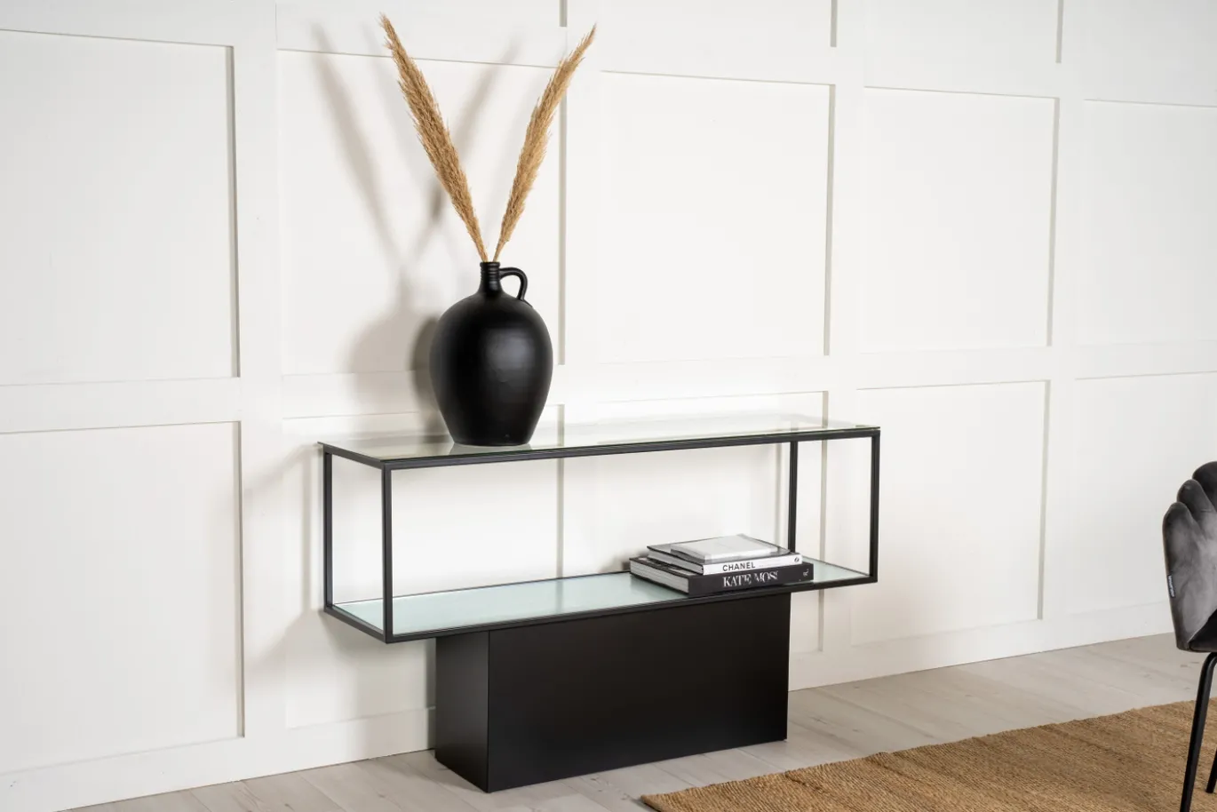 Fjôrd Bijzettafel Maglehem Glas Zwart 130cm