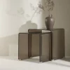 Fjôrd Bijzettafel Telemark Bruin Glas Set van 2