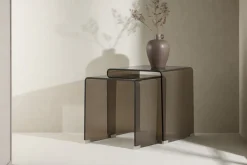 Fjôrd Bijzettafel Telemark Bruin Glas Set van 2