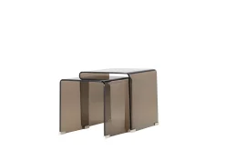 Fjôrd Bijzettafel Telemark Bruin Glas Set van 2