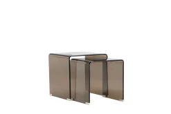 Fjôrd Bijzettafel Telemark Bruin Glas Set van 2