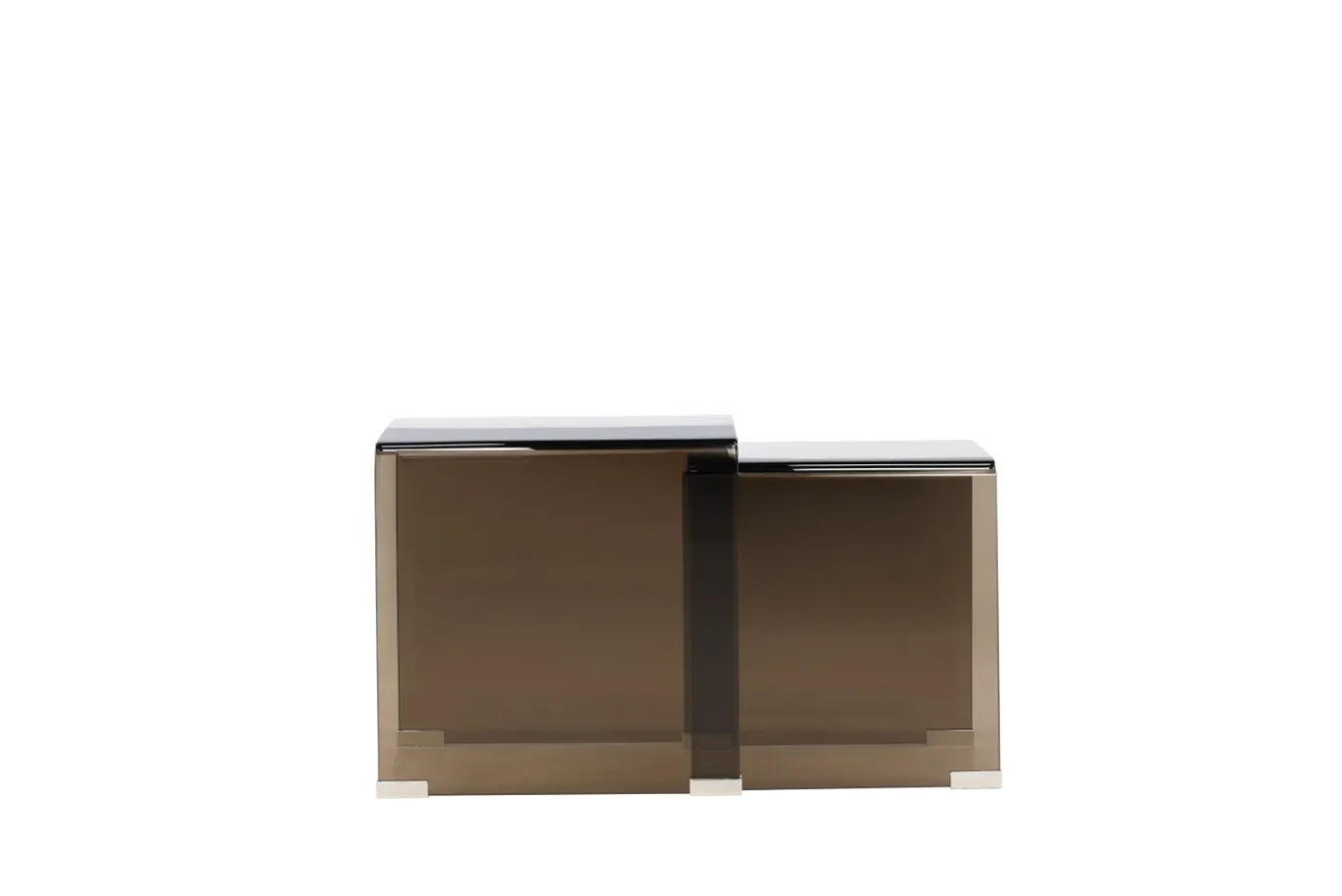 Fjôrd Bijzettafel Telemark Bruin Glas Set van 2