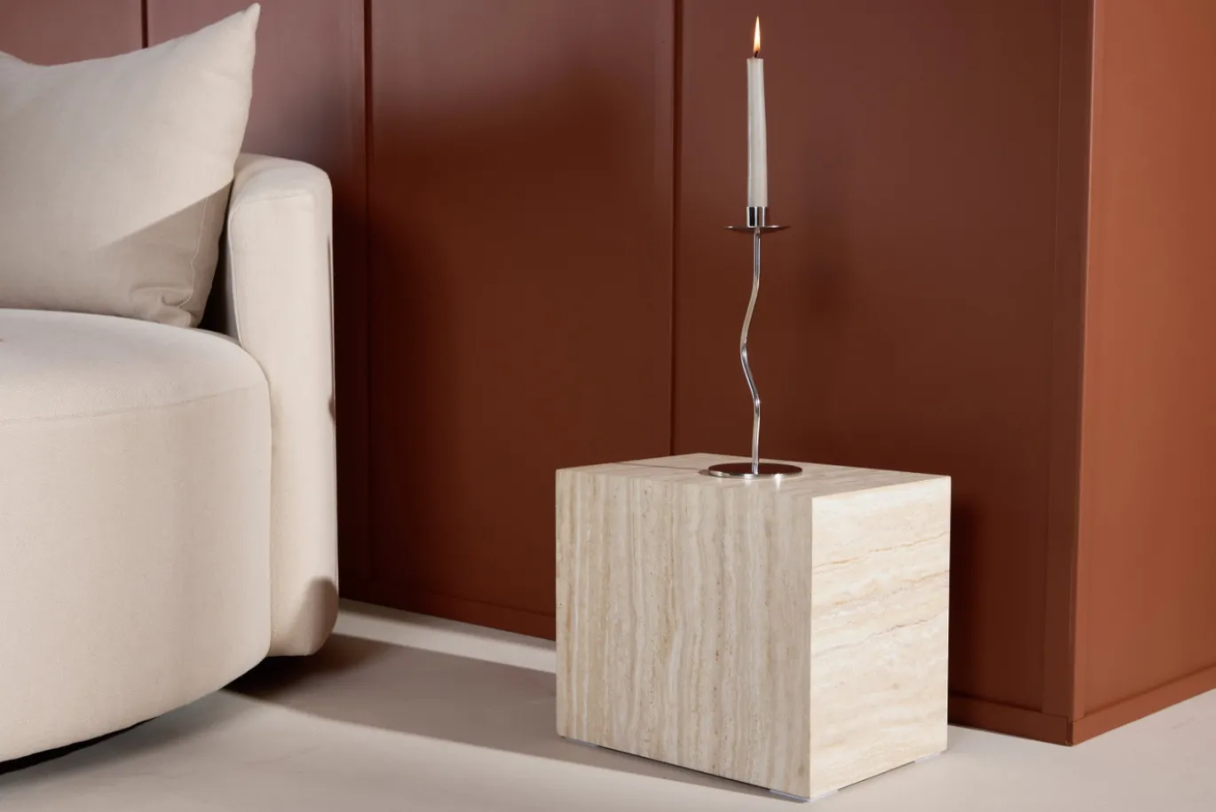 Fjôrd Bijzettafel York Beige Travertinlook 35x25cm