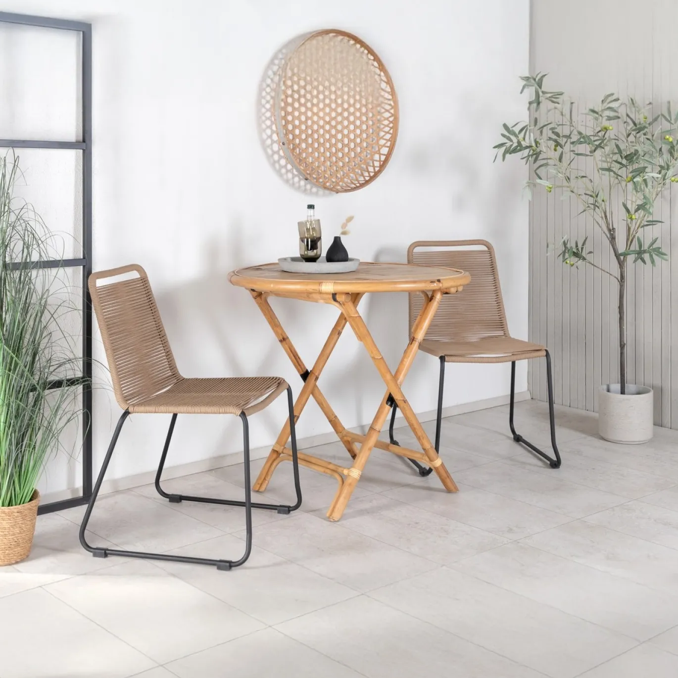 Fjôrd Bistrotafel Cane Ø80cm Rotan Naturel